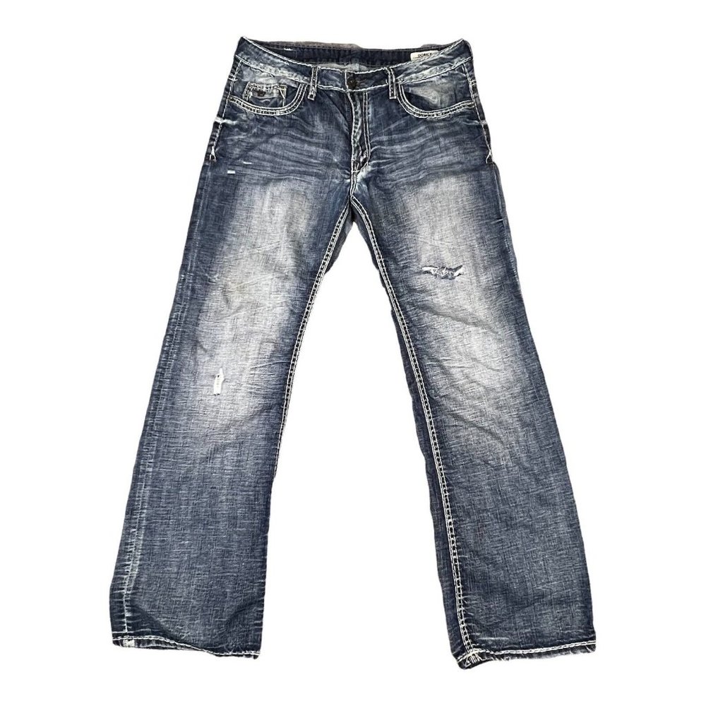 Buffalo David Bitton Dorick Straight Driven Fit Designer Blue Jeans 34x32